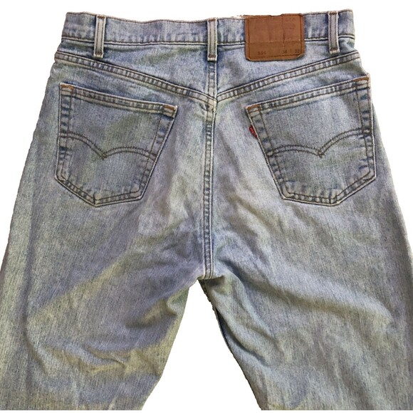 VTG Levis 554 Relaxed 90s Jeans Mens 34x32 Baggy Wide Leg Light Wash USA Made - Picture 4 of 13